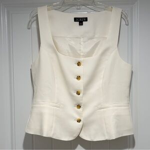 J.Crew Cream Button-Front Tailored Tank